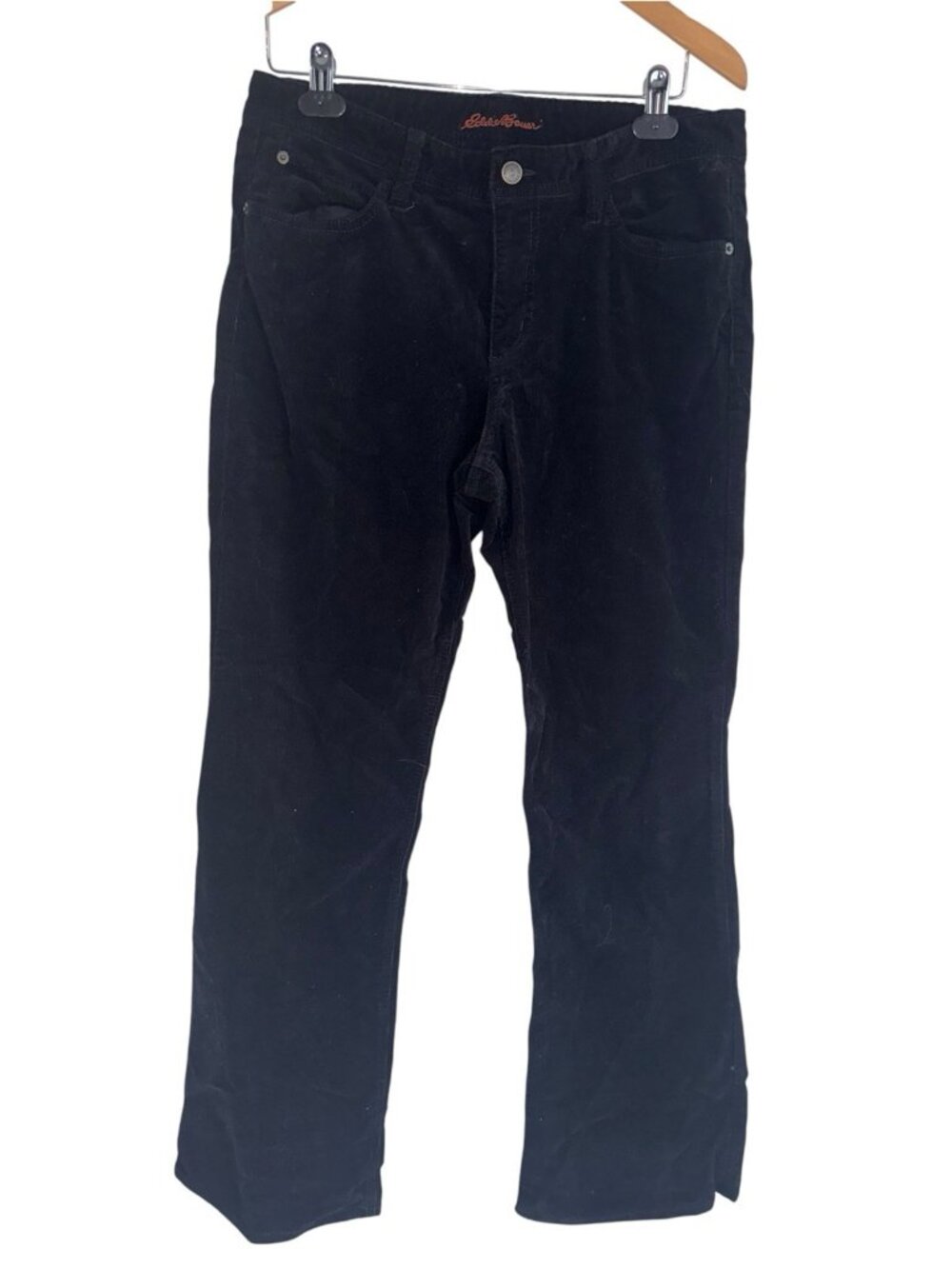 Eddie Bauer Womens Black Corduroy Bootcut Pants Size 10 Stretch Outdoor